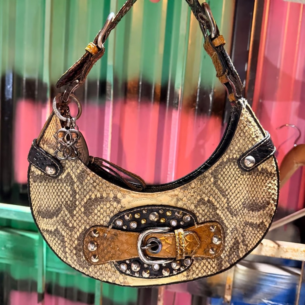 Guess Gold and Brown Studded Shoulder Bag